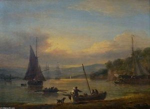 An Estuary With Shipping — Thomas Luny