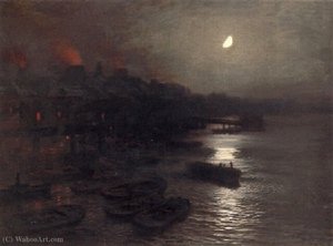 Moonlight From Vauxhall Bridge — Joseph Arthur Palliser Severn