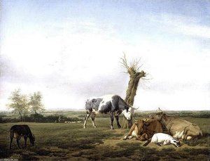 Cattle And Goats In A Meadow — Adriaen Van De Velde