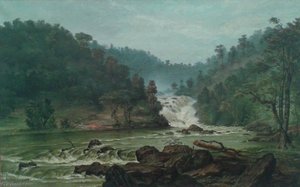 English Waterfall On Sorocaba River Português A Cachoeira Do Rio Sorocaba — Benedito Calixto