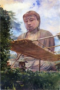 The Great Statue Of Amida Buddha At Kamakura, Known As The Diabutsu, From The Priest's Garden — John La Farge