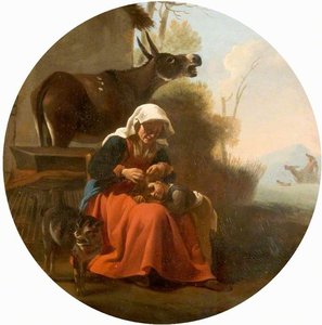 A Woman And A Child With Animals — Karel Dujardin