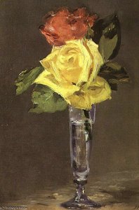 Rózie V Šálku Champagne — Édouard Manet