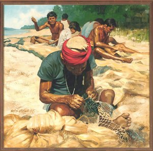 Pescador Malayo En La Playa De Changi — Chua Mia Tee