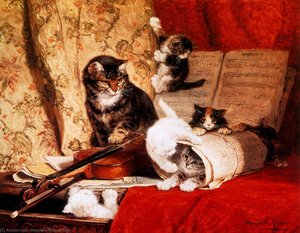 The Music Lesson Sun — Henriette Ronner Knip