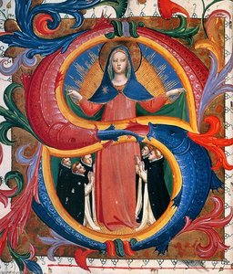 María De Misericordia Con Frailes Orantes — Fra Angelico