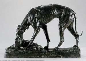 Greyhound Retrieving A Hare — Antoine-louis Barye