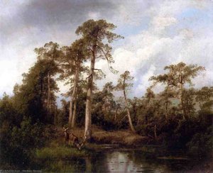 Florida Live Oaks With Deer — Herman Herzog