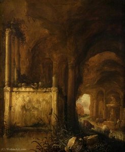A Tomb In A Grotto — Abraham Van Cuylenborch