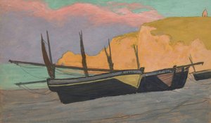 Boats In Étretat — Jean Francis Auburtin