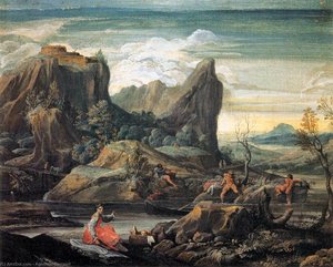 Landscape With Bathers — Agostino Carracci