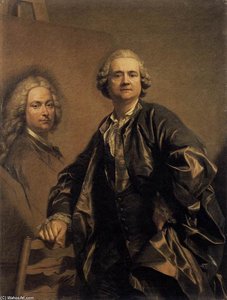 The Artist With A Portrait Of His Father — Louis Michel Van Loo