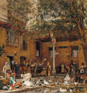 Study For `the Courtyard Of The Coptic Patriarch's House In Cairo' — John Frederick Lewis