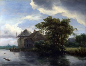A Cottage And A Hayrick By A River — Jacob Isaackszoon Van Ruisdael