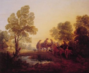 Paesaggio Serale Con Contadini E Figure A Cavallo — Thomas Gainsborough