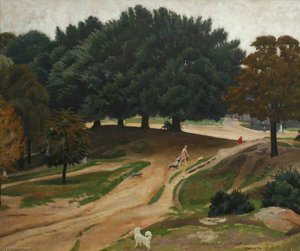Hampstead Heath (figures And Dogs Amongst Trees) — Ernest Procter