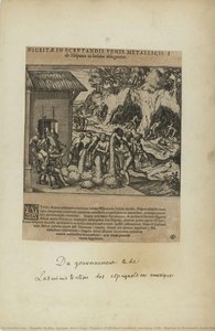 Nigritae In Scrutandis Venis Metallicis/ab Hispanis In Insulas.... (from Book, Americae, Part Five) — Theodore De Bry