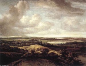Panorama View Of Dunes And A River — Philips De Koninck