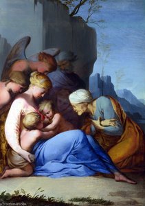 The Holy Family With Saints And Angels — Lubin Baugin