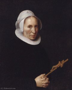 A Lady Holding A Crucifix — Willem Van Der Vliet