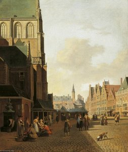 The Fish Market In Haarlem Looking Towards The Town Hall — Gerrit Adriaenszoon Berckheyde