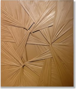 Handmade Mixed Media Starburst Wall Sculpture – Tan & Brown Textured Art