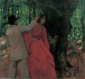 Painter And Model In The Woods — Károly Ferenczy