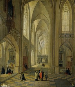 Interior De Una Iglesia, Óleo Sobre Tablas — Frans Iii Francken