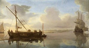 River Scene With Boats — Willem Van De Velde The Elder