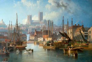 The Brayford Pool And Lincoln Cathedral — John Wilson Carmichael
