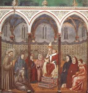 St Francis Preaching Before Honorius Iii — Giotto Di Bondone