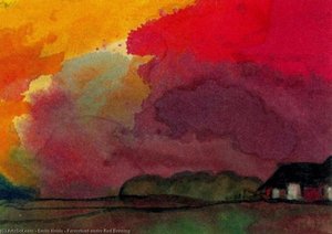 Farmstead Under Red Evening — Emile Nolde
