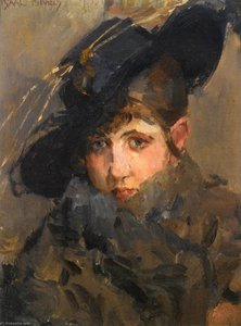 A Lady In A Hat With A Fur Collar — Isaac Lazarus Israels