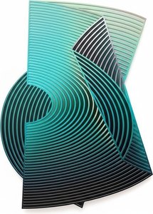 Abstract Teal & Turquoise Acrylic Wall Sculpture - 100x140cm – Dynamic Geometric Art Piece For Living Room Decor