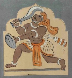 Warrior With Curved Sword — Nandlal Boshu