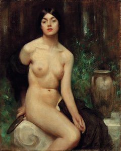A Female Nude At Her Toilet — Arthur Hacker
