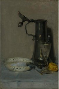 Still Life With Flagon, Glass And Bowl — Julian Alden Weir