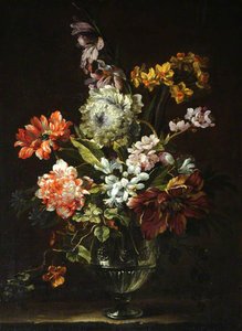 Flowers In A Glass Vase — Jean Baptiste Monnoyer