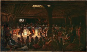 Dance In A Subterranean Roundhouse At Clear Lake, California — Jules Tavernier