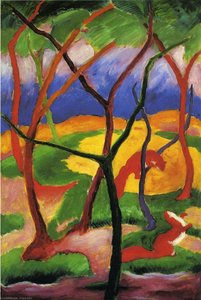 "weasels Playing" -> "ñueces Jugando" — Franz Marc