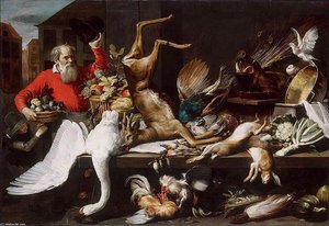 Still-life With Dead Game, Fruits, And Vegetables In A Market — Frans Snyders