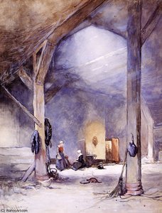 Farm Interior In Nieuw Loosdrecht Sun — Johannes Bosboom