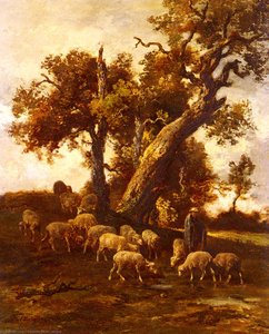 Sheep At Pasture — Charles-émile Jacque