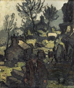 Farmer And Cottages — John Kyffin Williams