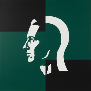 Modular Contours: A Study in Profile Against Structured Void and Emerald Depth