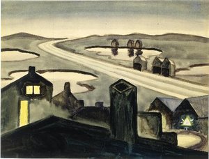 Railroad At Night — Charles Burchfield