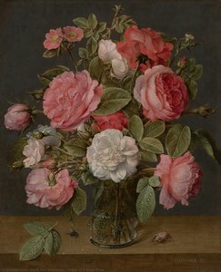 Roses In A Glass Vase — Jacob Van Hulsdonck