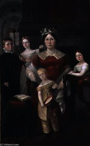 Portrait Of Mrs John Piper And Family — Augustus Earle