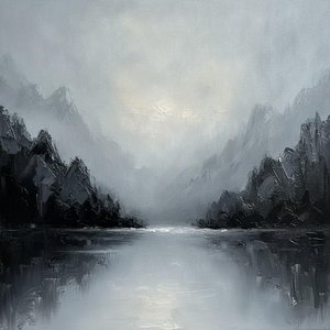 Obsidian-gipfel Durchdringen Den Silbernen Nebel