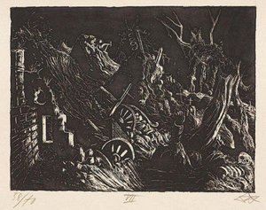 Flare Illuminates The Farm At Monacu — Otto Dix